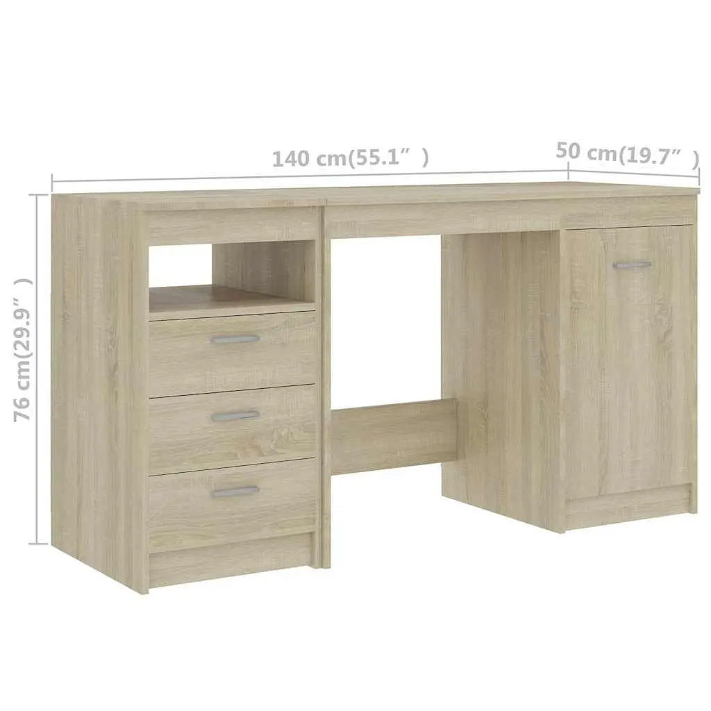 Engineered Wood Office Desk Brown 140x50x76cm