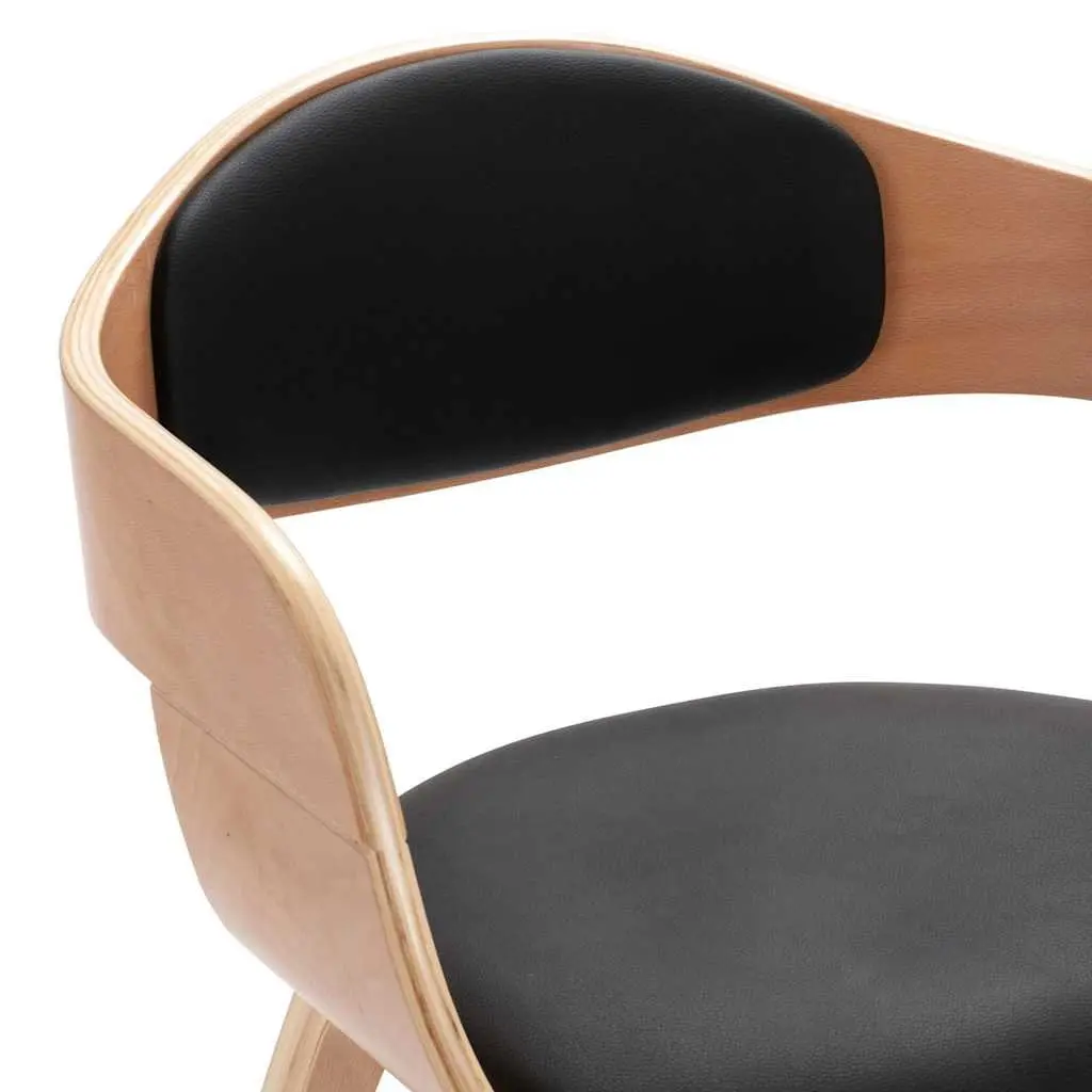 Dining Chairs Faux Leather Padded Black Bent Wood Frame 4 Piece