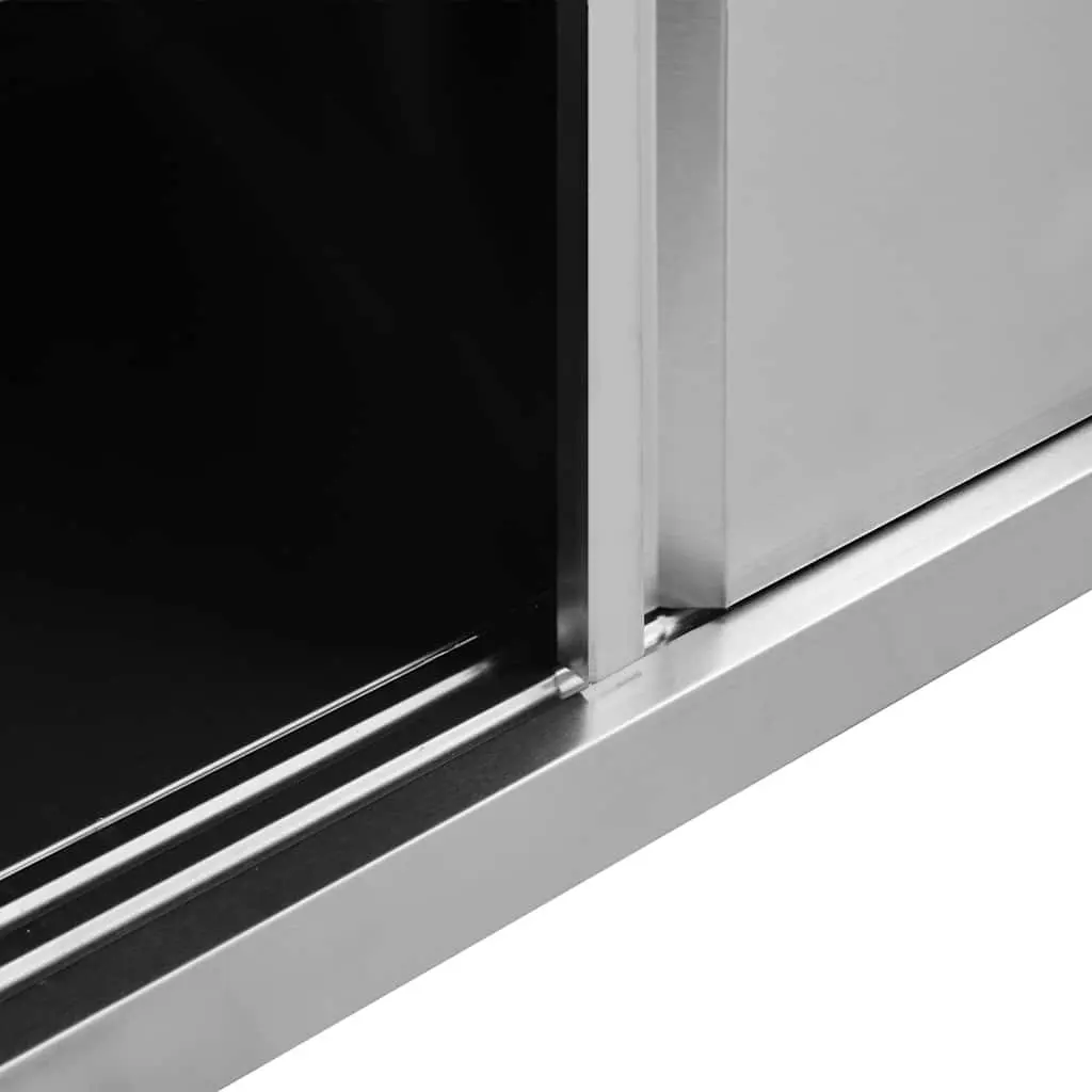 Stainless Steel Work Tables with Sliding Doors 200x50cm