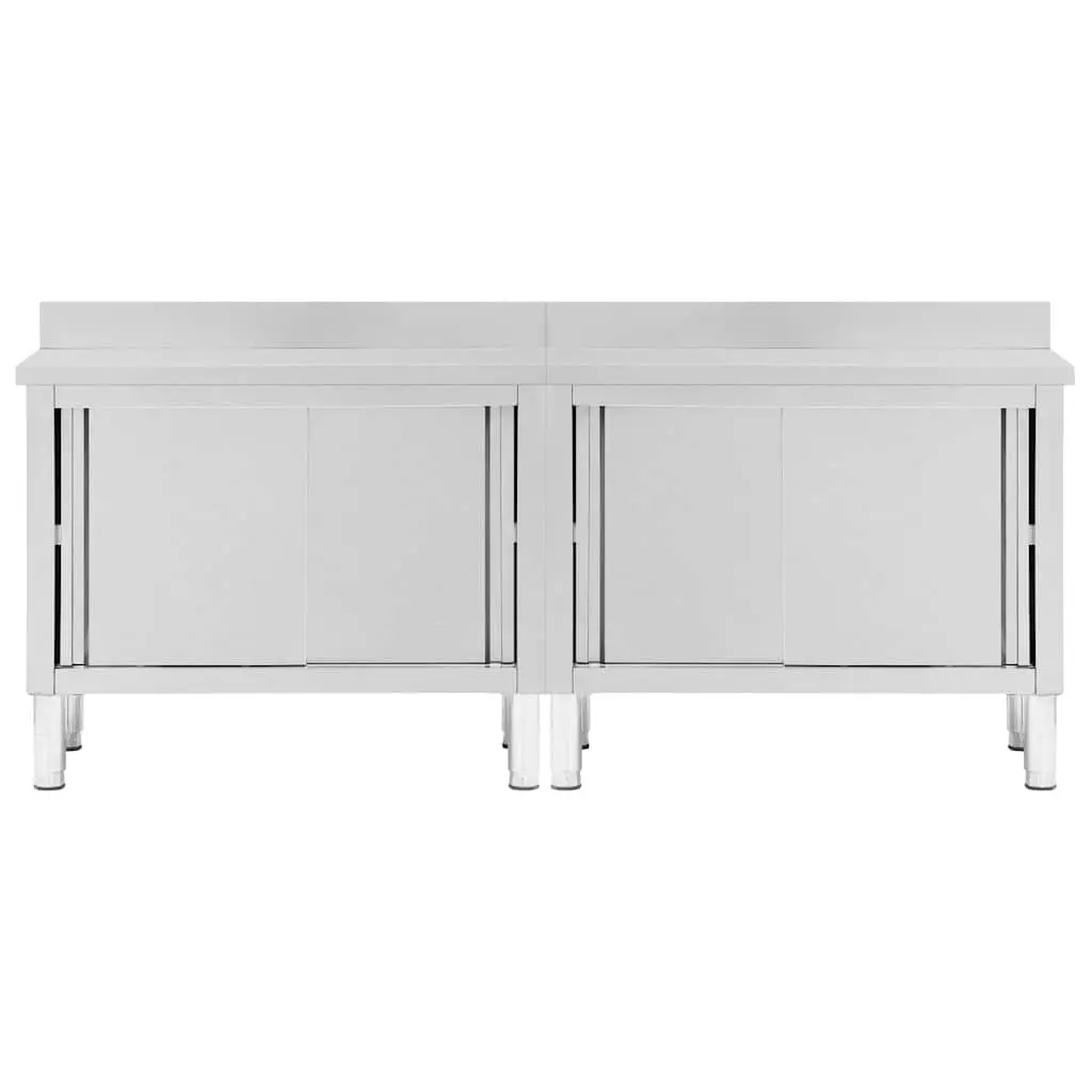 Stainless Steel Work Table with Sliding Door Storage