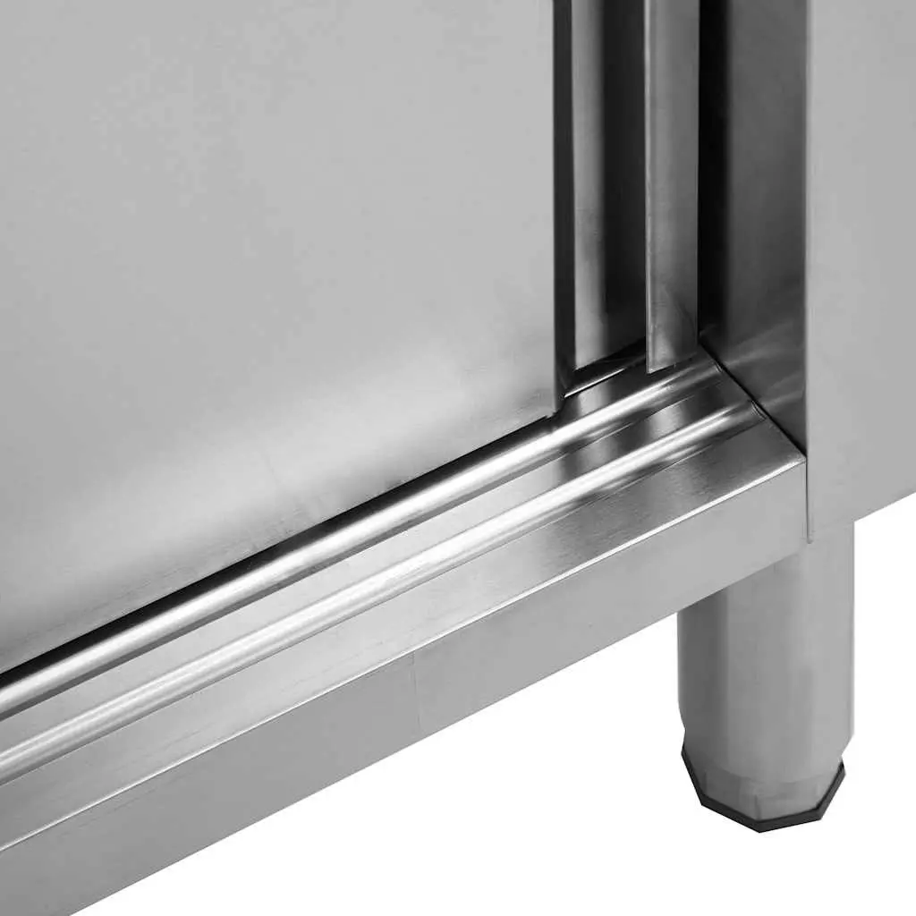 Stainless Steel Work Table with Sliding Door Storage