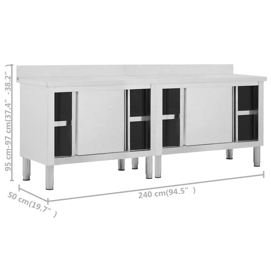 Stainless Steel Work Table with Sliding Door Storage