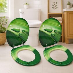 Durable Water Drop Design Toilet Seats with Lid, 2 Pack