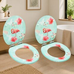 Durable Flamingo Design Toilet Seats with Soft Close Lid