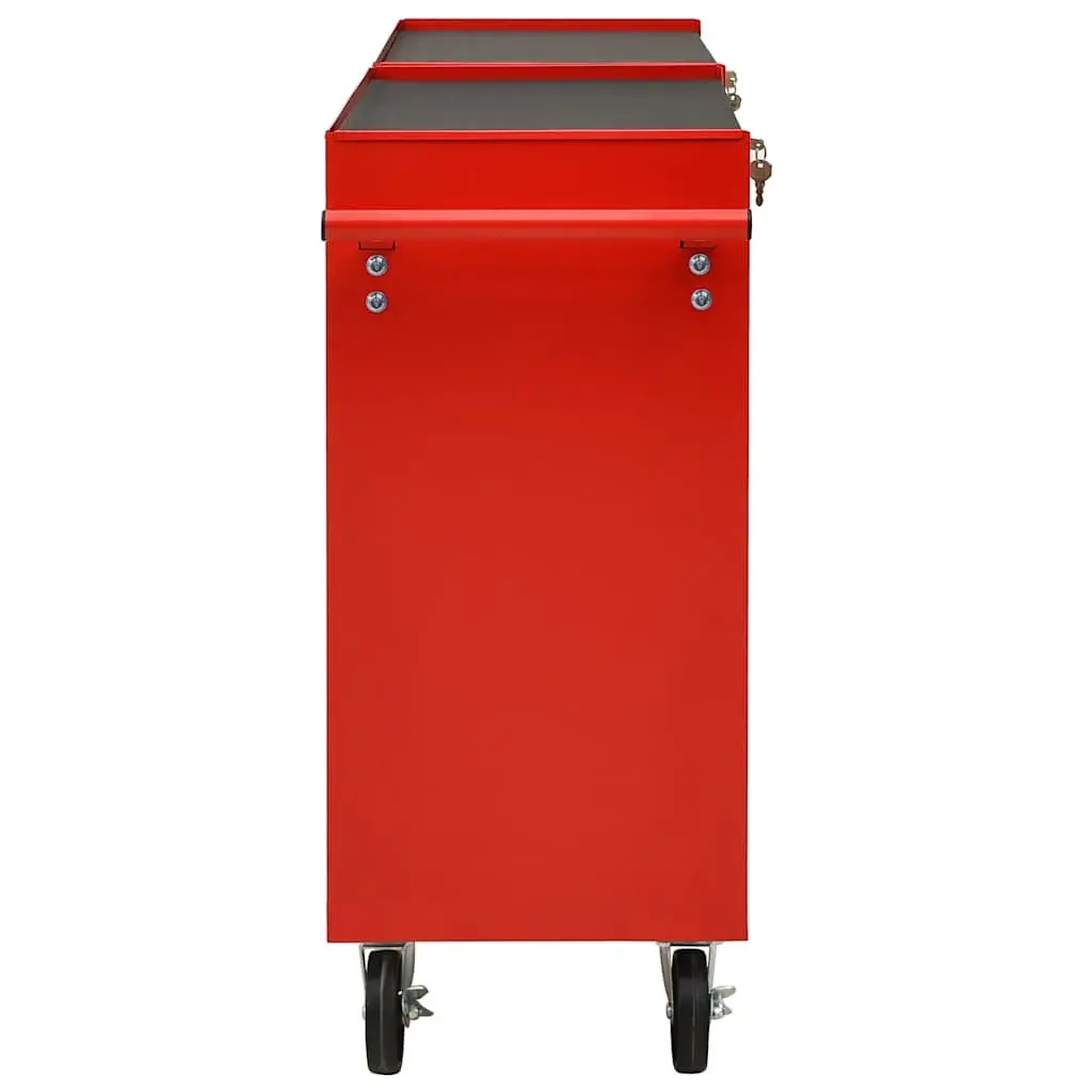 Red Steel Tool Trolley with 10 Drawers for Workshops