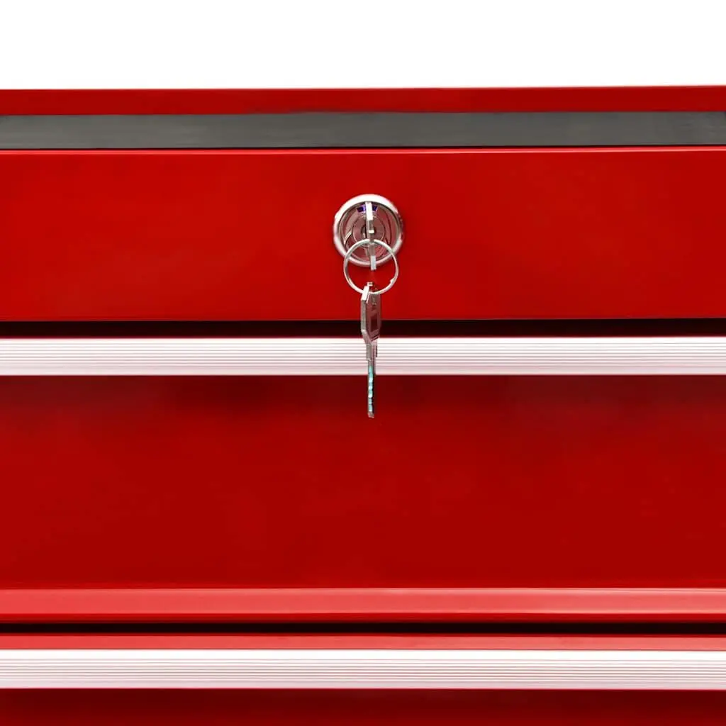 Red Steel Tool Trolley with 10 Drawers for Workshops