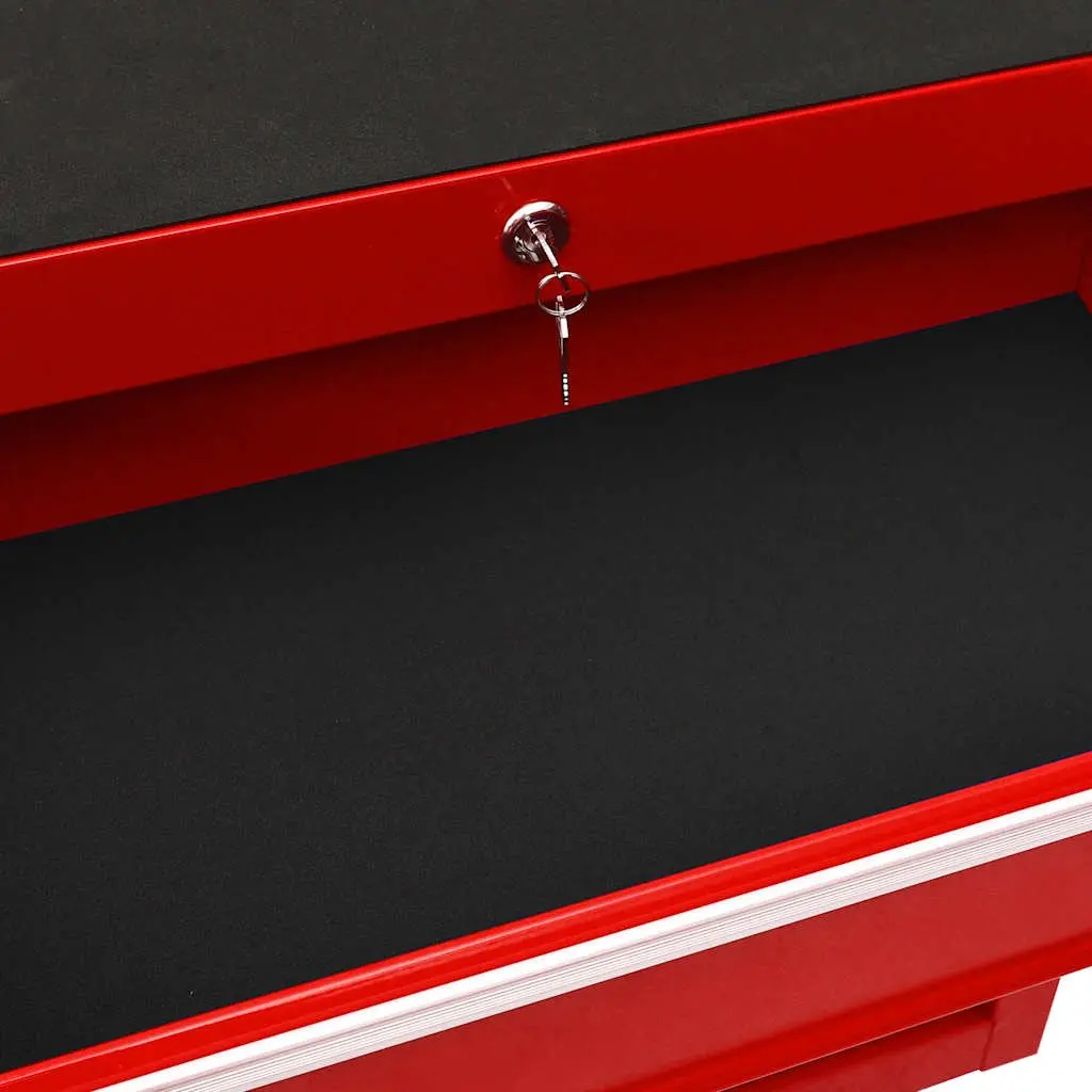 Red Steel Tool Trolley with 10 Drawers for Workshops