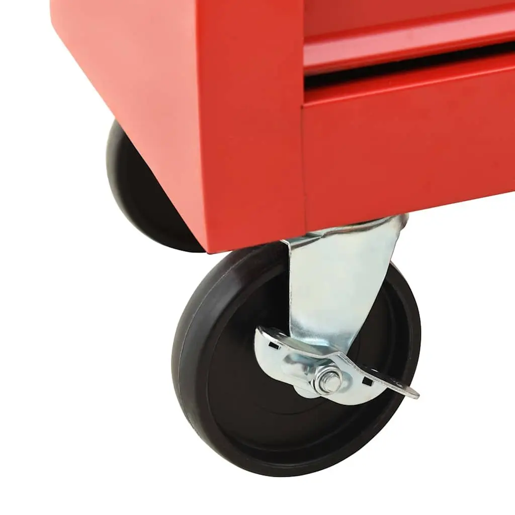 Red Steel Tool Trolley with 10 Drawers for Workshops