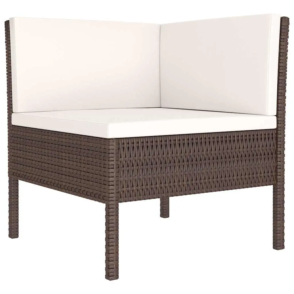 Garden Lounge Set PE Rattan Powder-coated Steel 6 Piece Brown Cushioned