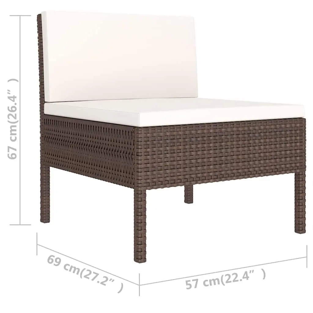 Garden Lounge Set PE Rattan Powder-coated Steel 6 Piece Brown Cushioned