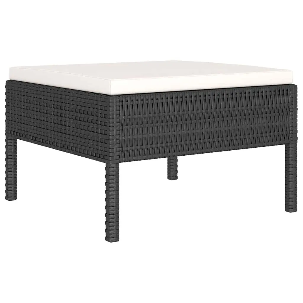 Garden Lounge Set PE Rattan 6 Piece Outdoor Furniture with Cushions Black