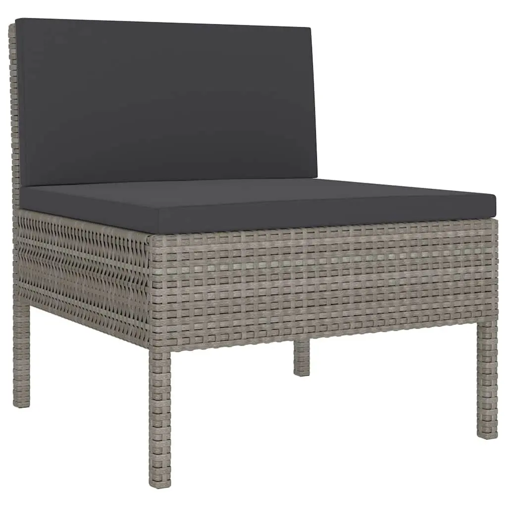 Garden Lounge Set PE Rattan 6 Piece Grey Cushions
