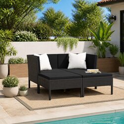 Premium 4-Piece Black Outdoor Lounge Set with Cushions