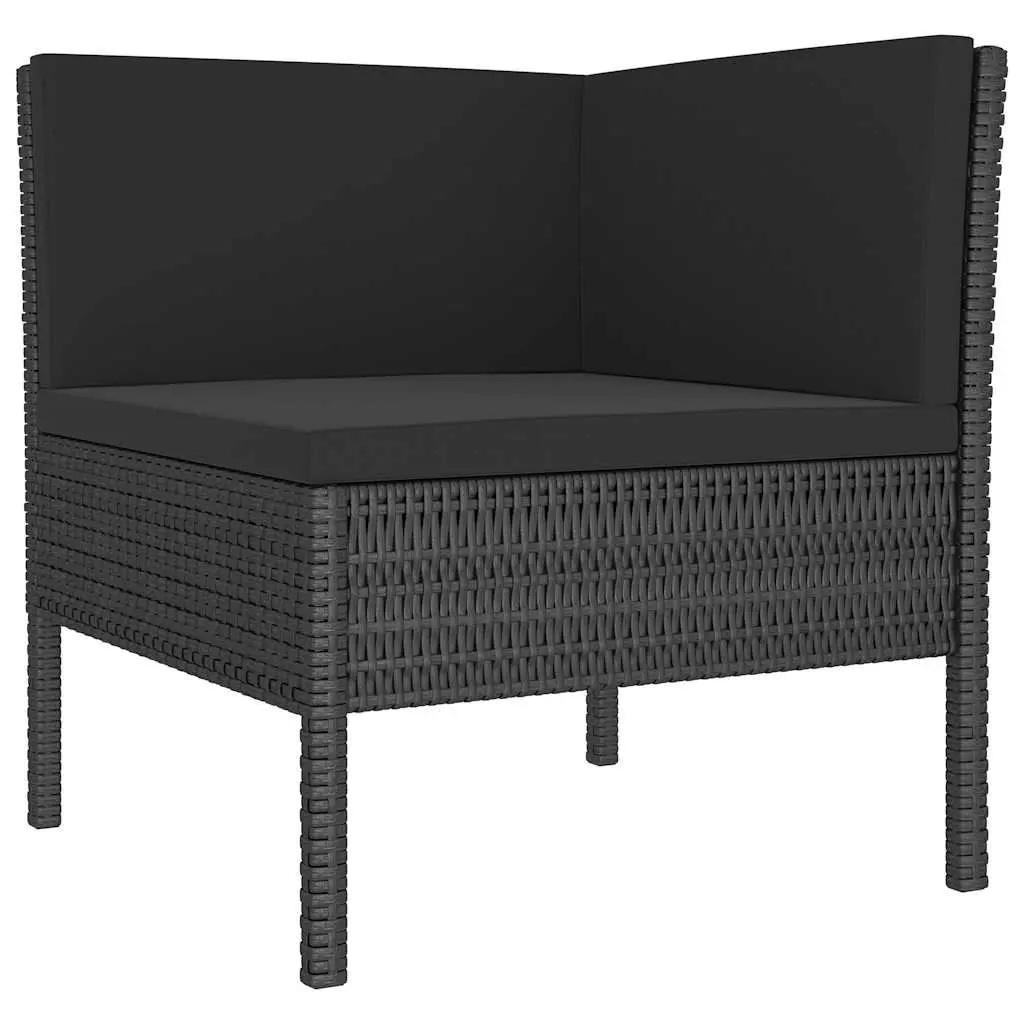 4-Piece Black Outdoor Lounge Set with Cushions