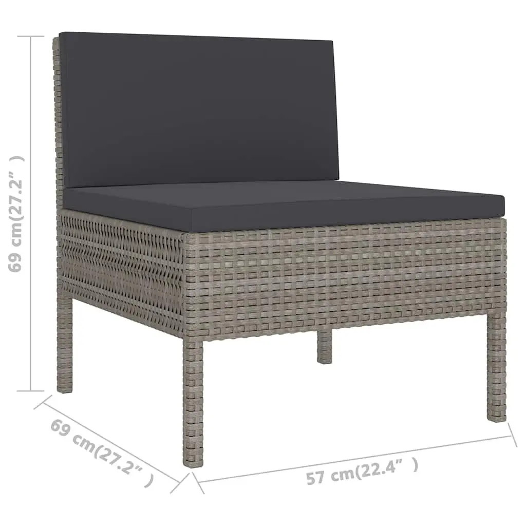 Garden Lounge Set PE Rattan 6 Piece Grey with Cushions