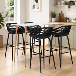 Bar Set 5 Piece Counter Table Stools White Modern Contemporary Kitchen Dining