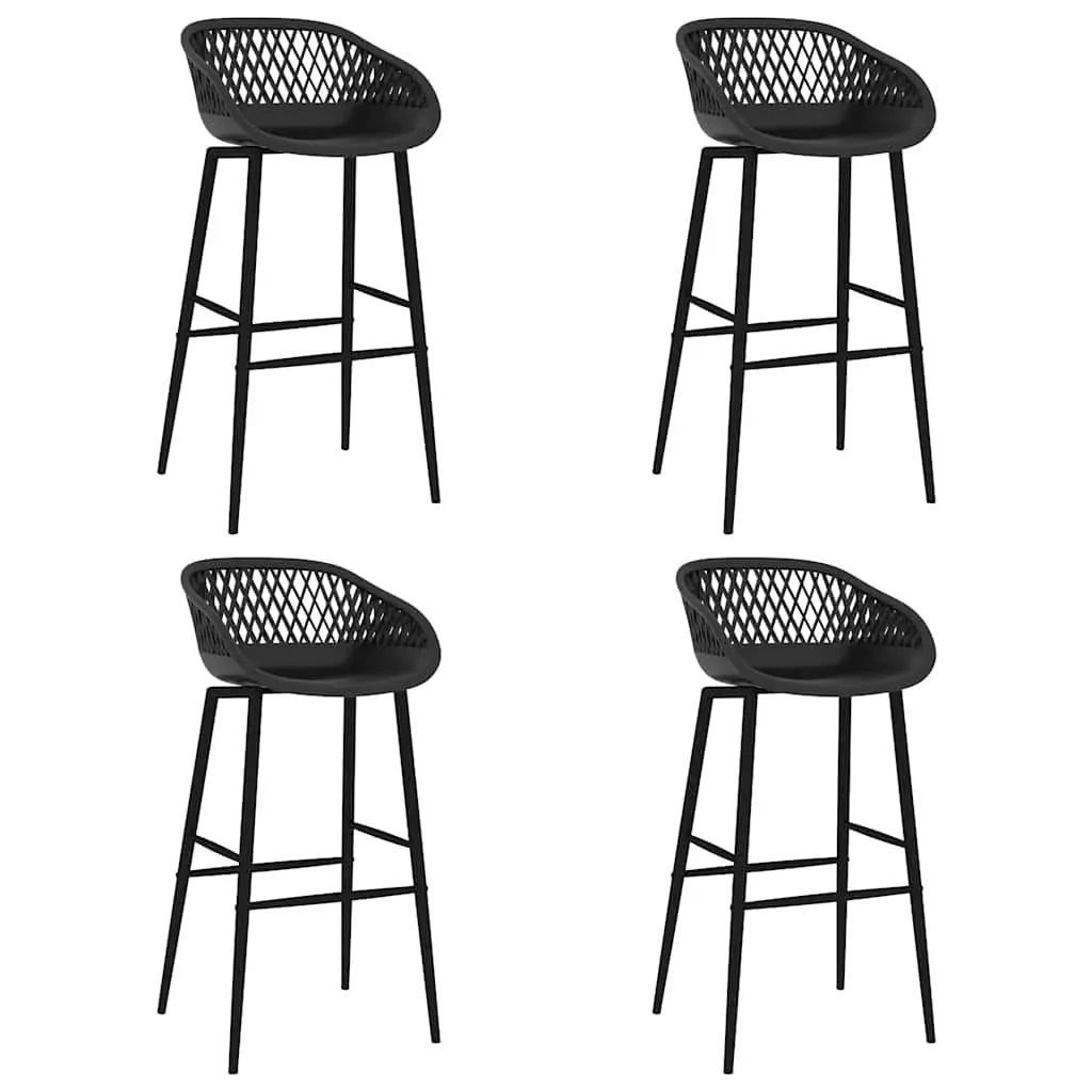 Bar Set 5 Piece Metal Black Counter Table Stools