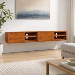 Solid Teak Wood Wall-Mounted TV Cabinet 180cm