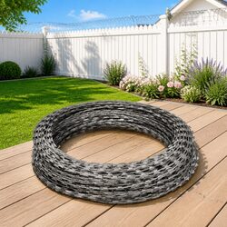 Galvanised Steel Razor Wire Coils for Garden Security - 2 Pack