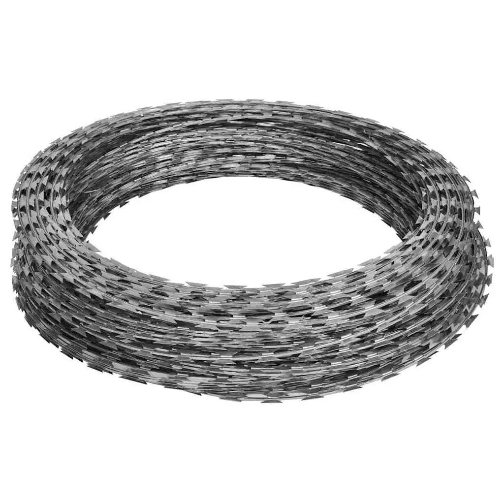 Razor Wire Helical Coil Rolls Galvanised Steel 60m Silver 2 Pieces Garden Fence Security