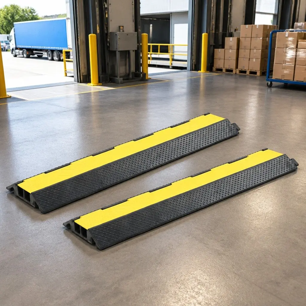 Rubber Dual-Channel Cable Protector Ramps