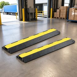 Durable Rubber Dual-Channel Cable Protector Ramps