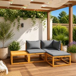 4-Piece Garden Lounge Set with Cushions and Coffee Table