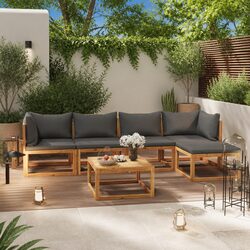 6-Piece Grey Outdoor Lounge Set with Coffee Table