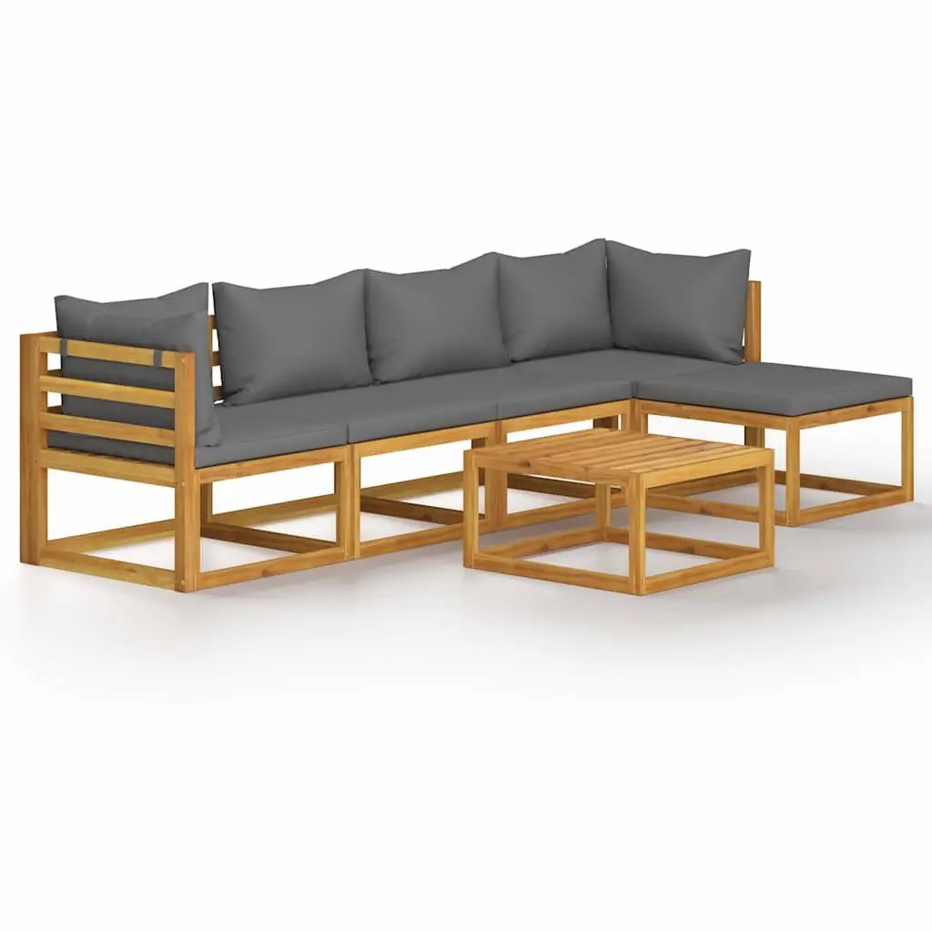 6-Piece Grey Outdoor Lounge Set with Coffee Table