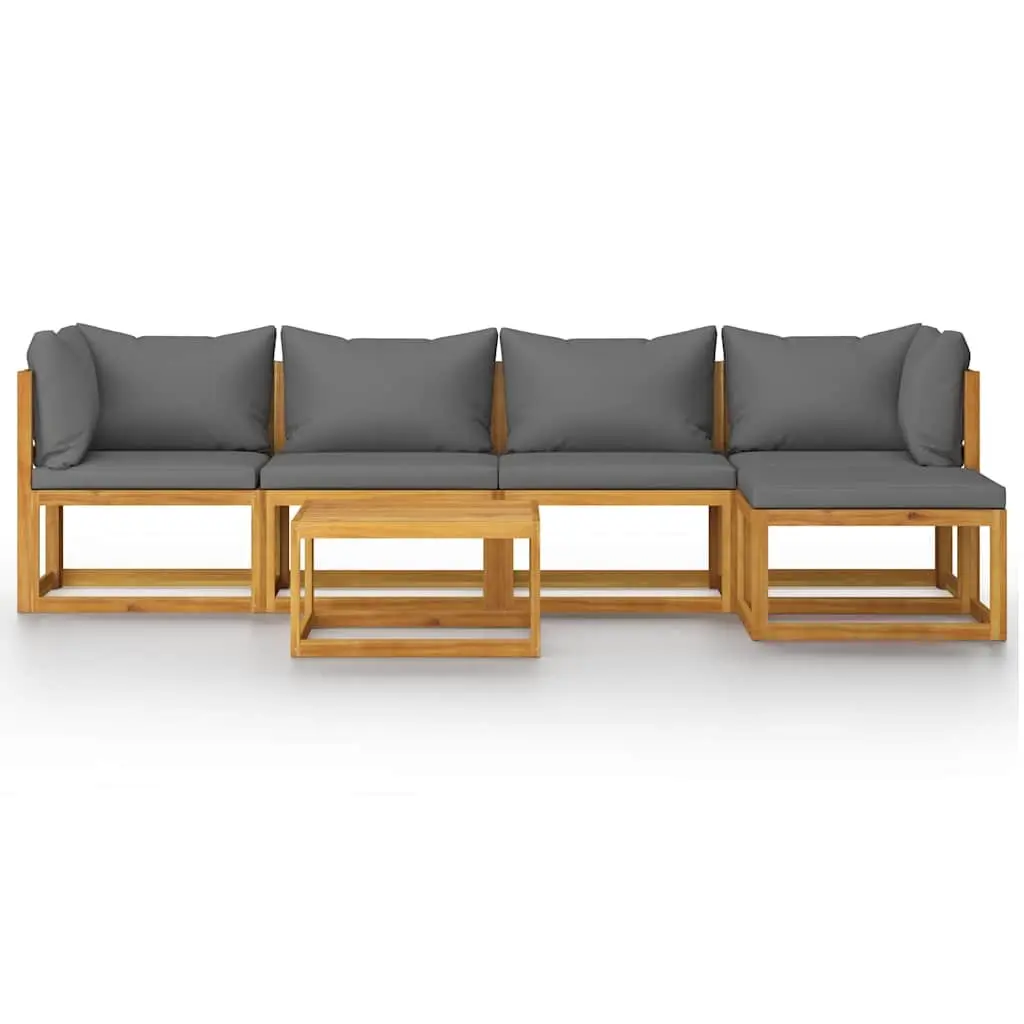6-Piece Grey Outdoor Lounge Set with Coffee Table