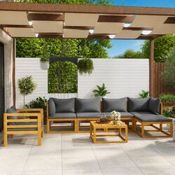 Outdoor Garden Lounge Set 7 Piece Patio Furniture Grey Sofa Coffee Table
