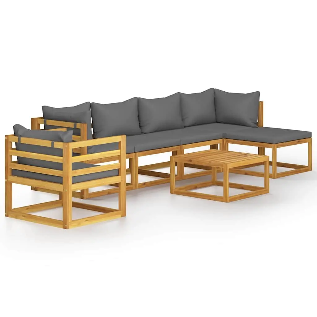 Outdoor Garden Lounge Set 7 Piece Patio Furniture Grey Sofa Coffee Table