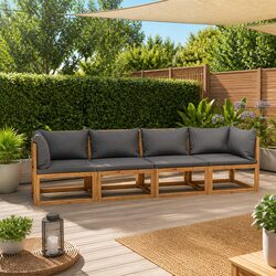 Sturdy 4-Seater Garden Sofa Set with Acacia Wood Frame