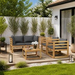 Durable 5 Piece Garden Lounge Set with Cushions
