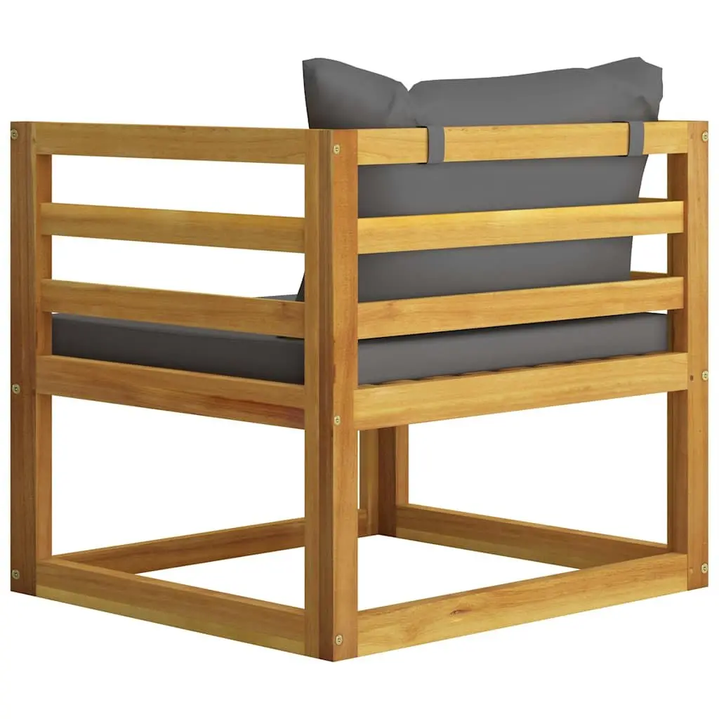 5 Piece Garden Lounge Set Solid Acacia Wood Grey Outdoor Furniture with Cushions Coffee Table
