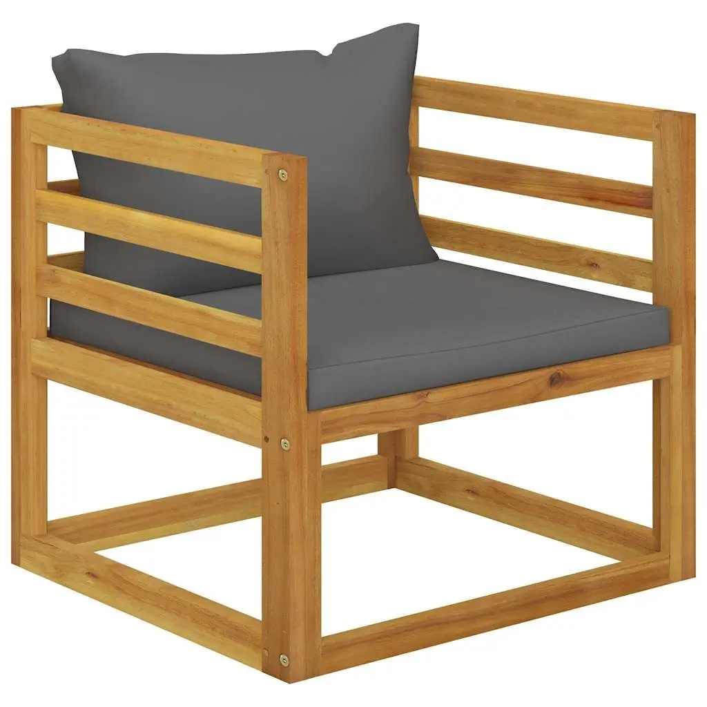 5 Piece Garden Lounge Set Solid Acacia Wood Grey Outdoor Furniture with Cushions Coffee Table