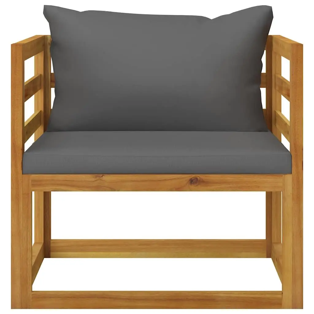 5 Piece Garden Lounge Set Solid Acacia Wood Grey Outdoor Furniture with Cushions Coffee Table