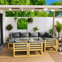 10-Piece Outdoor Lounge Set with Acacia Wood Frame