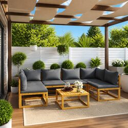 Premium Acacia Wood 7 Piece Garden Lounge Set with Cushions