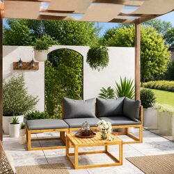 Premium 4 Piece Garden Lounge Set with Slatted Table