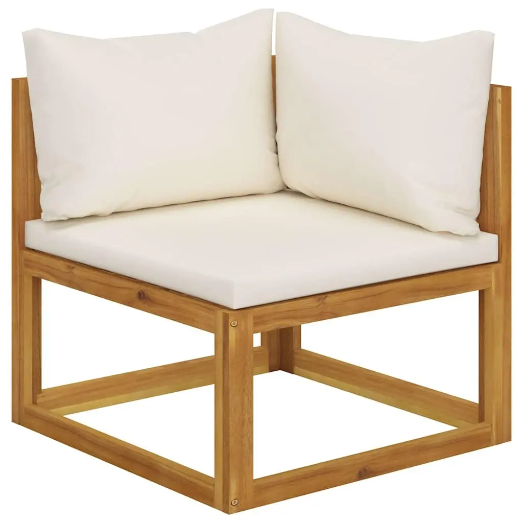 5 Piece Outdoor Lounge Set Solid Acacia Wood Cream Cushions Coffee Table
