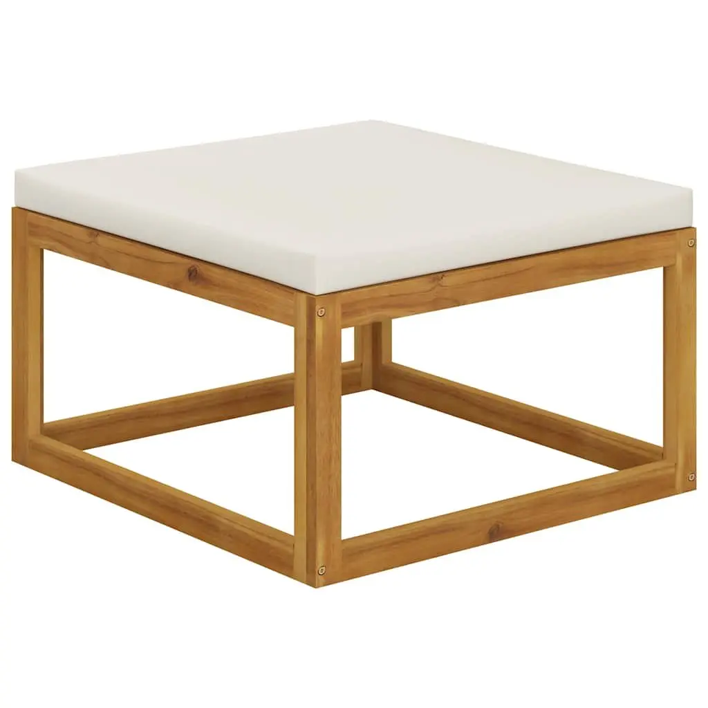 5 Piece Outdoor Lounge Set Solid Acacia Wood Cream Cushions Coffee Table