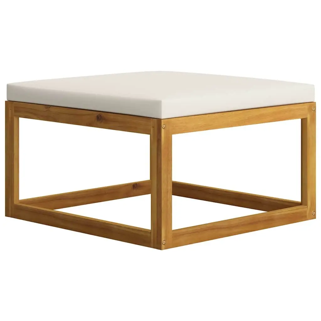 5 Piece Outdoor Lounge Set Solid Acacia Wood Cream Cushions Coffee Table