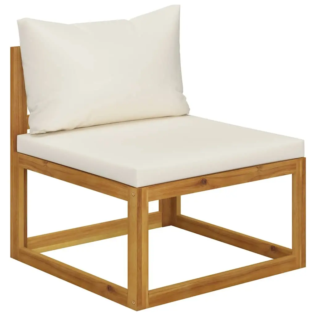 Solid Wood 3-Seater Garden Sofa with Cream Cushions