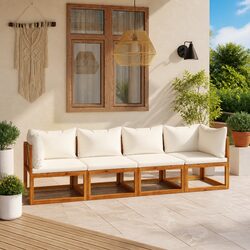 Durable 4-Seater Garden Sofa Set with Cream Cushions