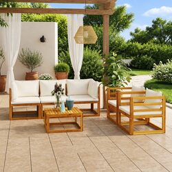 Stylish 6-Piece Acacia Garden Lounge Set with Cushions