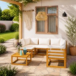 Premium 6-Piece Outdoor Garden Lounge Set in Cream