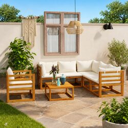 Quality Crafted 7 Piece Garden Lounge Set with Coffee Table