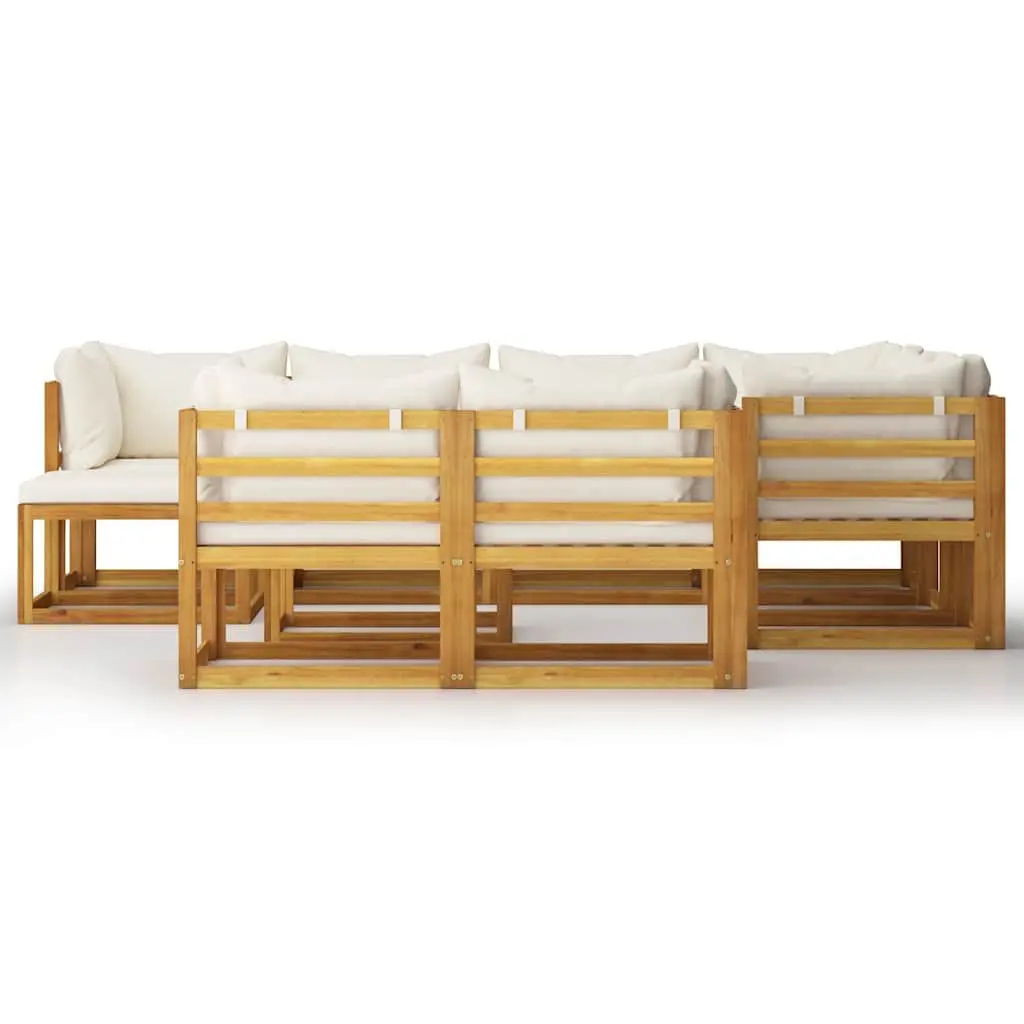 Garden Lounge Set Solid Acacia Wood 10 Piece Outdoor Furniture Cream