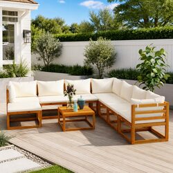 9-Piece Outdoor Garden Lounge Set with Cushions